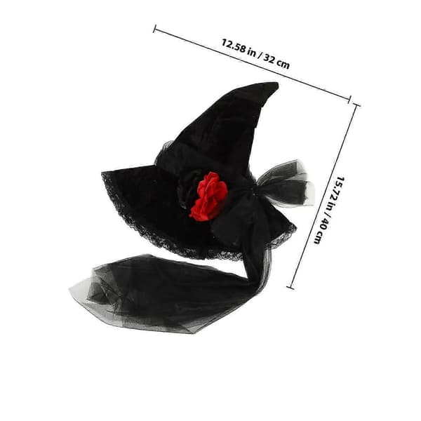 Halloween heksehatt, gasbind og tøy, til kostymefester, 1 stk A