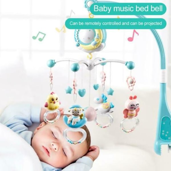 Babymobil med musikkboks og takprojektor, søvnmusikk, babykrybbe, sengklokke