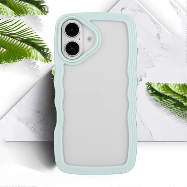 Til iPhone 16 Plus etui bølget kant design PC + TPU stødsikkert telefoncover