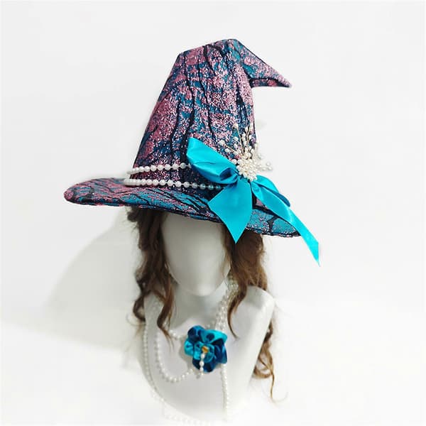 Halloween Troldmandshat Stor Blå Heksehat Havtema Heksehætter Mode Spids Hat Halloween Cosplay Kostumer Unik kode A
