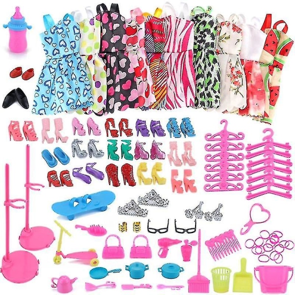 85st Set 10-pack Kläder 75st Tillbehör för Barbie D