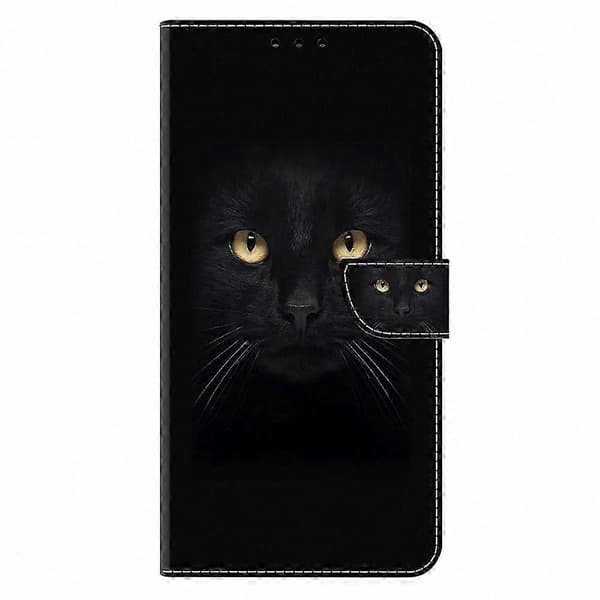 Magnetisk Læderpung Etui med 3D Blomsterdesign til Galaxy A36 5G - Sølvmønster Telefoncover Sort Kat