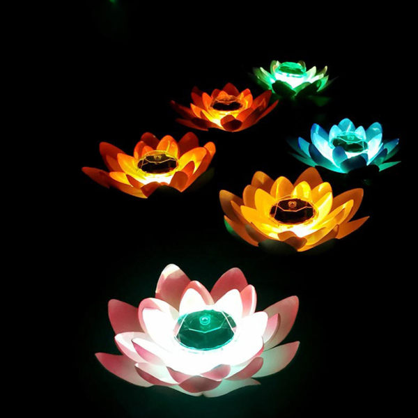 lotus solar lys utendørs, hage lys bordplate bakken