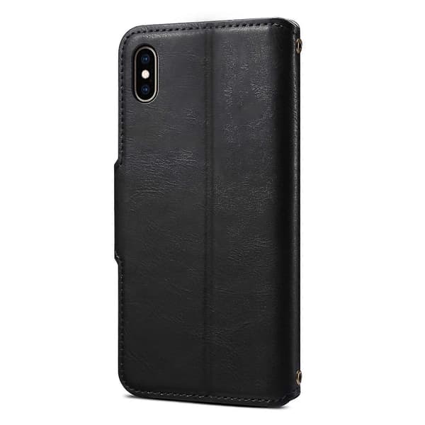 DENIOR För iPhone XS Max Fodral Plånboksställ Läder Telefonfodral Skydd A