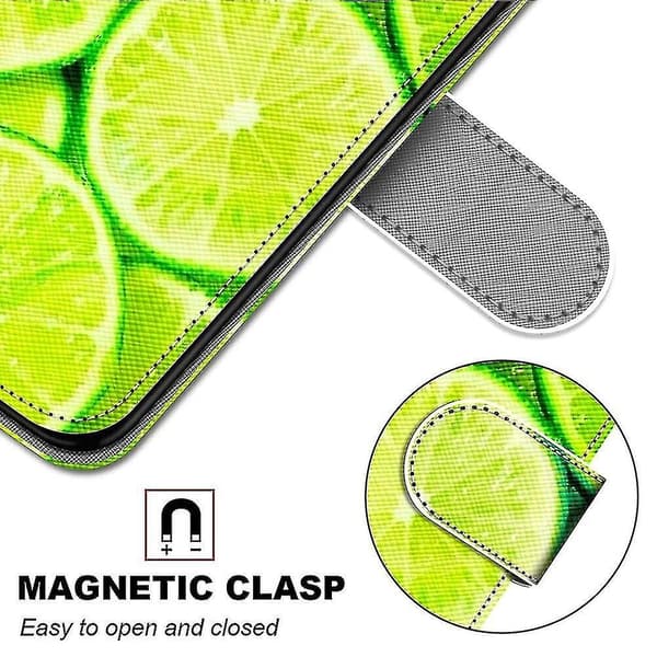 Etui til Samsung Galaxy A72 5g/4g malt skinndeksel magnetisk lukking sitron A