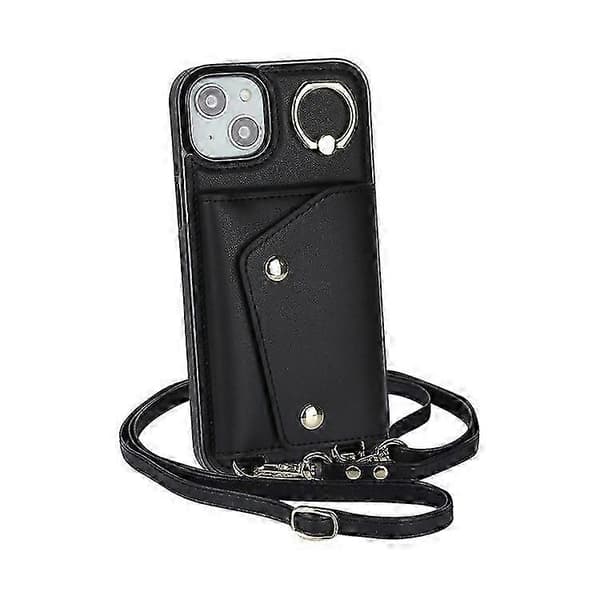 Blixtlåsplånbok Telefonfodral Kompatibel med iPhone 13 mini PU-läderbelagd TPU Roterande Ring Kickstand Telefonfodral A