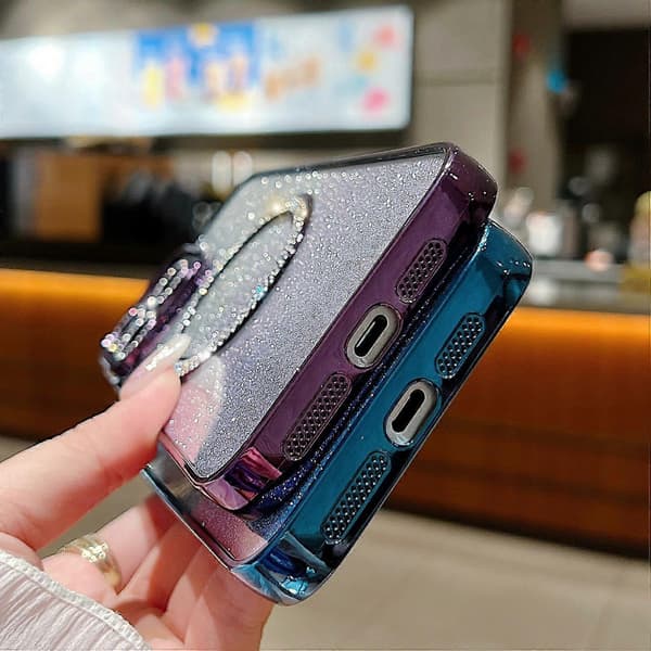 For iPhone 15 Pro Magnetisk Deksel TPU + PC Glitter Sparkle Telefondeksel A