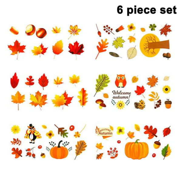 Leaves Acorns Window Sticker Thanksgiving-dekorationer Återanvändbar