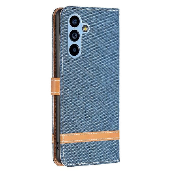 Til Samsung Galaxy A54 5G Farveblok Denim Tekstur Læder Telefoncover