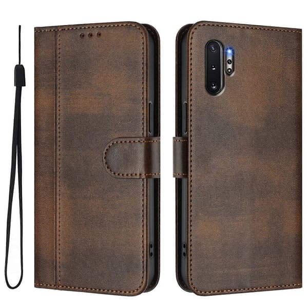 Linjeskarvspänne Retro Läderfodral för telefon (för Samsung Galaxy Note10+)