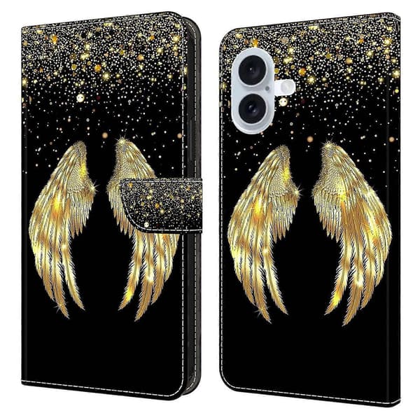 För iPhone 17 Fodral 3D Mönster PU Läder Plånboksfodral med Stativ A