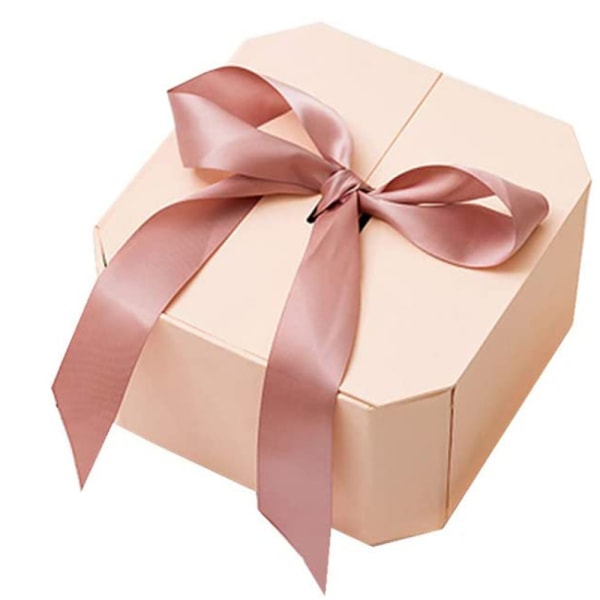 Presentförpackning Stor, överraskningspresentförpackning Återanvändbar dekorativ ask med fyllning (färgglada pärlor) för bröllop, födelsedag, jul och mer 21 x 21 x 12 cm