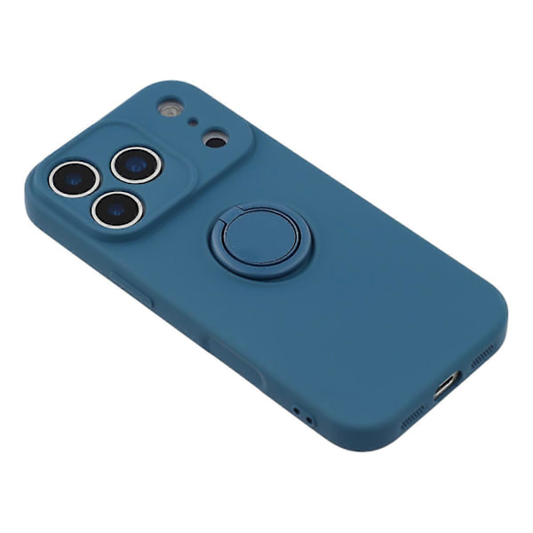 For iPhone 17 Pro Max silikondeksel med stroppringstativ telefondeksel (blå, midnattsblå)