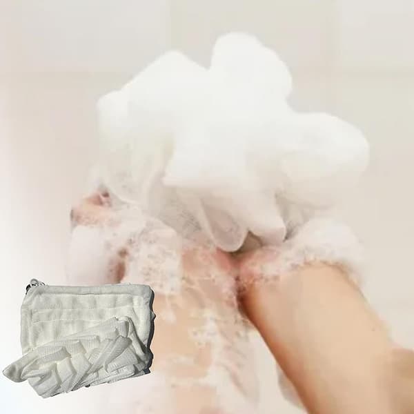 Superbløde eksfolierende loofah-brusebolde, ophængelig skrubbehåndklæde, badebold til vask af hele kroppen A