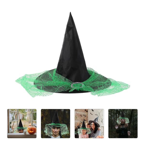 Häxhatt med bekväm nätvoile för Halloween-evenemang A