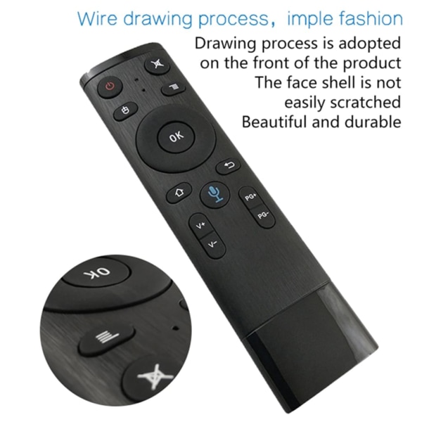 Langaton kaukosäädin 2.4G USB -vastaanottimella puhetulo Smart TV:lle Android TV Box HTPC PC Projektori Musta