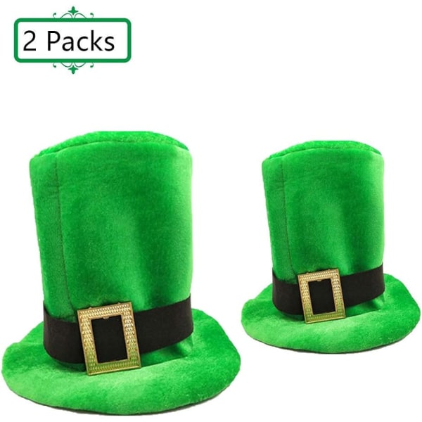 St. Patrick's Shamrock Top Hat, Men's and Women's Green Flannel Top Hat, Lrish Festival Party Supplies