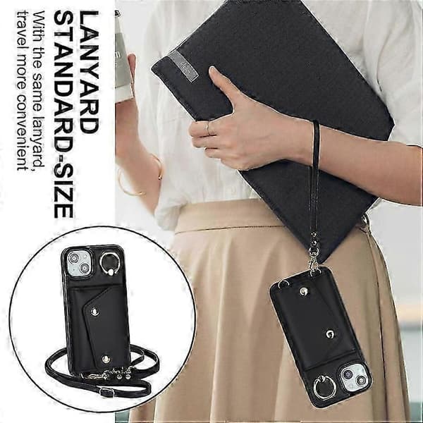 Blixtlåsplånbok Telefonfodral Kompatibel med iPhone 13 mini PU-läderbelagd TPU Roterande Ring Kickstand Telefonfodral A
