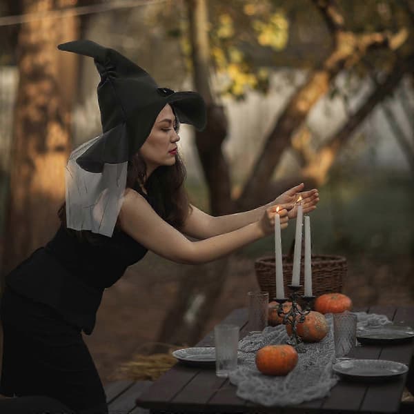 Halloweenhatt Heksehattdekorasjon til Halloweenfest A