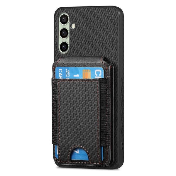 Kolfiber Vertikal Flip Plånboksfodral Stativ Telefonfodral för Samsung Galaxy A56 5G