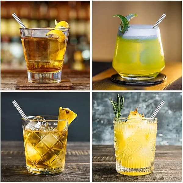Sæt med 7 stk. BOBA Bubble Tea sugerør i rustfrit stål, brede sugerør, genanvendelige sugerør