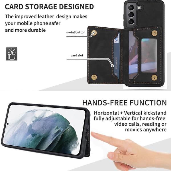 Til Samsung Galaxy S22+ 5G Line kortholder telefoncover sort