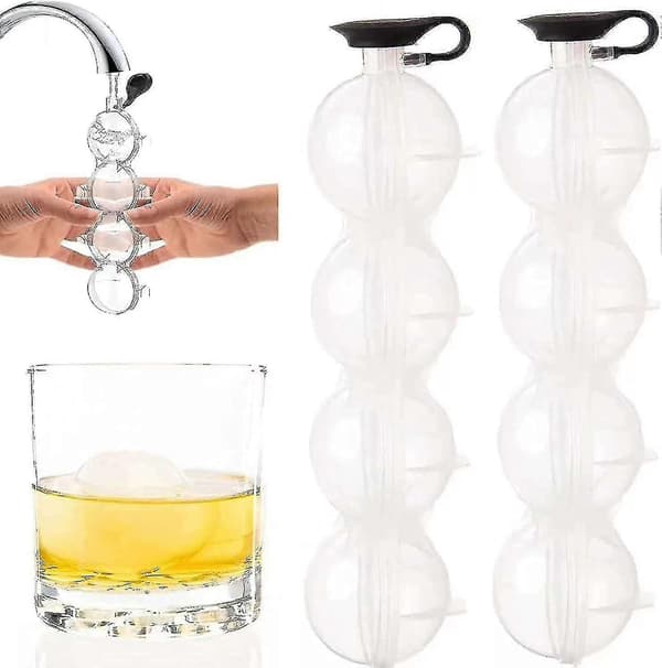 2 stk. silikoneisform, 4-hullers rund isboldisform til whisky A