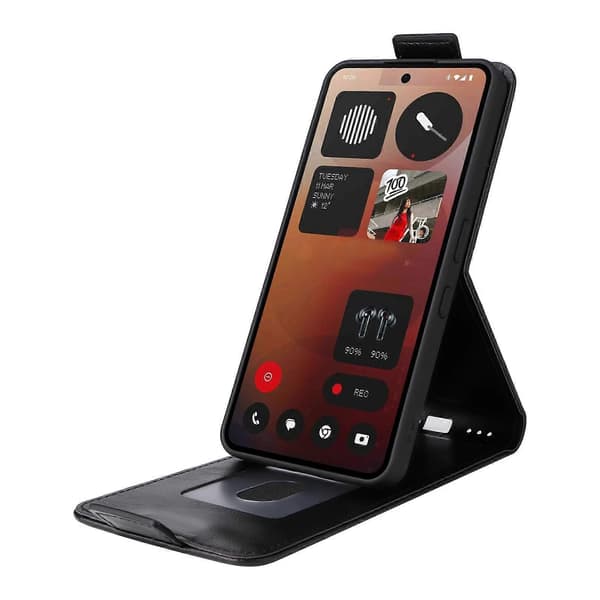 För Nothing Phone (3a) Pro Stativfodral Magnetlås Vertikalt Flip Läder Telefonfodral med Korthållare