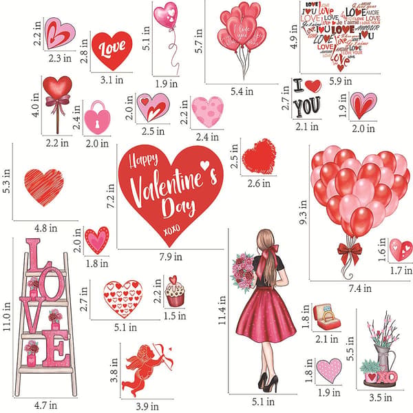 Limfrie statiske klistremerker Vindusglassdekaler til Valentinsdagen A