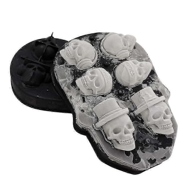 3d Skull Ice Cube Tray With Lid, Silicone Ice Cube Moulds Maker,fre... A