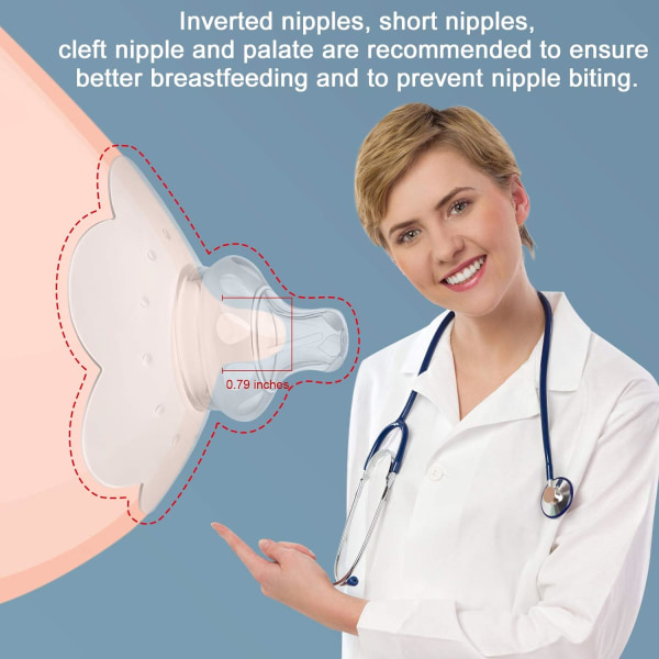 brystvorteskjold for amming av nyfødte, amming Kontakt brystvorteskjold for låsevansker eller flate og omvendte brystvorter, myk silikon med reise