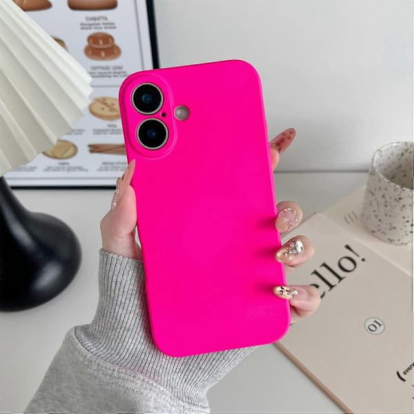 For iPhone 16 Telefon Bakdeksel Ripebestandig Silikon Mobildeksel Rosa