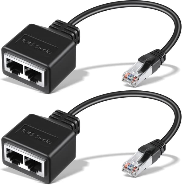 RJ45 Ethernet-kabel 2 stk. netværksadapter Ethernet-splitteradapter Ethernet-forlænger Dobbelt netværkssplitter passer til Cat5 Cat5e Cat6 Cat7 LAN-adapter
