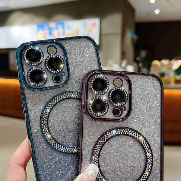 iPhone 15 Pro magneettikotelo TPU + PC Glitter Sparkle -puhelinkuori A