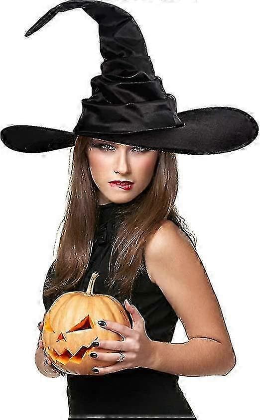 Stor rynkad häxhatt-kostym för Halloween-festtillbehör A