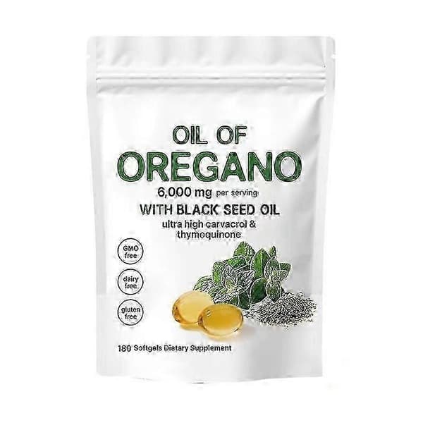 Oreganoöljy Mustakuminaöljy 6000mg Ravintogeelit ja -purutabletit 180 kpl A