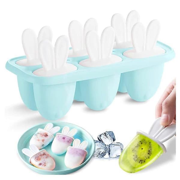 Sett med 6 ispinneformer med pinne, mini ispinneform, denne pop-isformen, blå ispinner, gjenbrukbar DIY sorbet, blå A