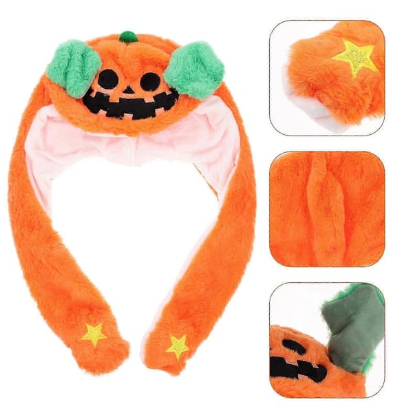 Halloweenhatt Orange för fest Huvudbonad Öronrörlig hatt A