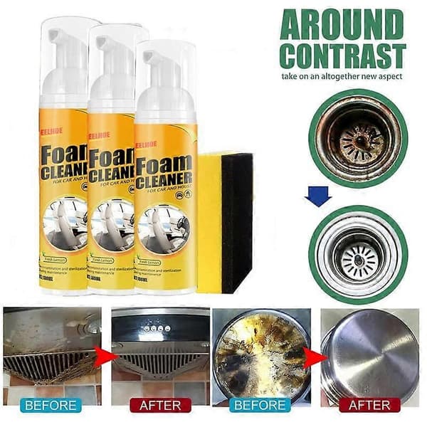 Køkkenfedtrens Multipurpose Skumrens All-purpose Rengøringsmiddel Emhætte Rustfjerner Spray Multifunktionel Rengøring (60ML sæt) A