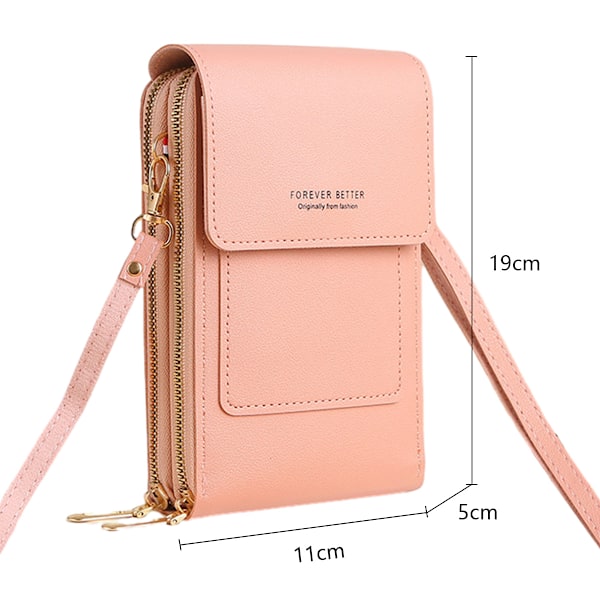 PU Lædertaske, Lille Crossbody Mobiltelefonpung Tegnebog til Kvinder, Telefonpung Crossbody med Skulderrem