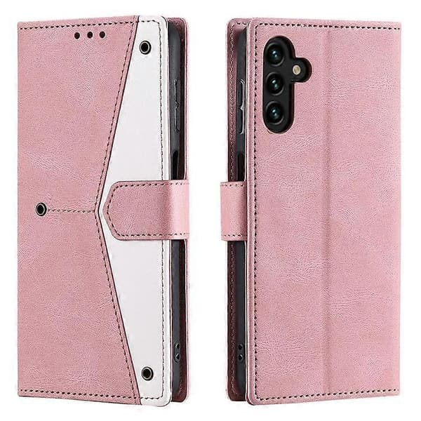 Kompatibel med Samsung Galaxy A16 Läderfodral Splicing Stitching Plånboksställ Telefonfodral med Rem A