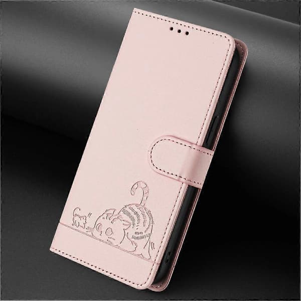Fodral för Samsung Galaxy Note 20 Kortplats Hållare Stöd Plånbok Flipskydd Katt RFID Rosa