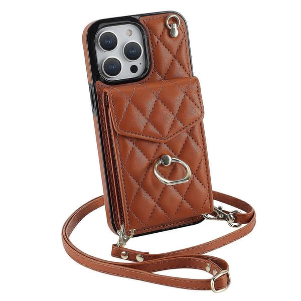 Etui til iPhone 13 Pro Max 6.7 Brun Ins Kortplads Crossbody Læder No12847 A