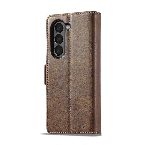 LC.IMEEKE RFID Stöldskydd Läder Telefonfodral Brun För Samsung Galaxy Z Fold5