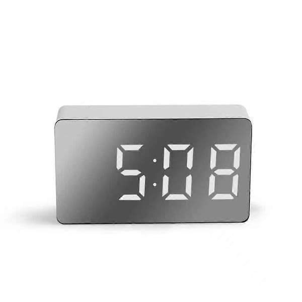 LED Elektrisk Digital Väckarklocka Nätbatteri Spegel Temperaturdisplay