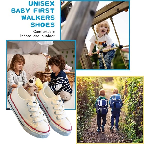 Toddler Little Kid Pojkar och flickor Klassiska Slip On Sneakers i bomull Pojkar och flickor Low Top Canvas Sneakers för barn