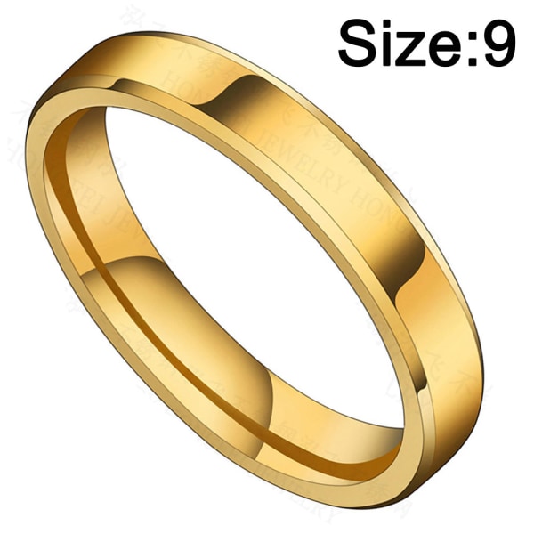 Klassisk trefarvet ring, enkel smal version 4 mm affaset glat