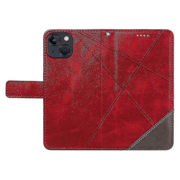 Til iPhone 14 Etui Pung Geometrisk PU Læder Telefoncover Kalvetekstur m A