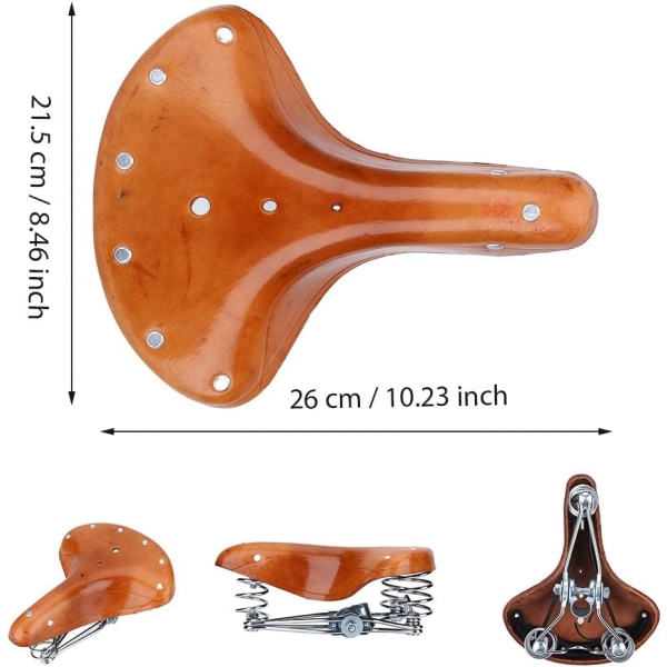 Universal comfortable rivets cowhide leather mountain bike seat robust springs bicycle saddle