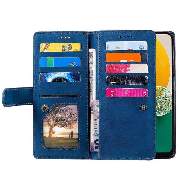 Till Samsung Galaxy A55 5G Läderfodral 9 Kortfack Folio Telefonfodral A